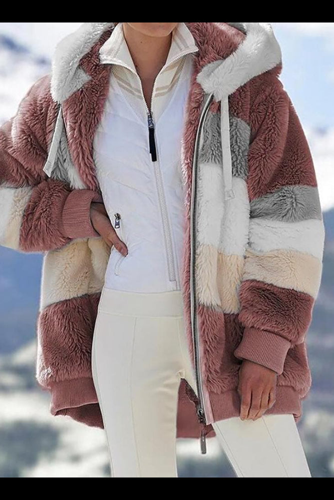 Color-Block Hooded Fleece Jacket