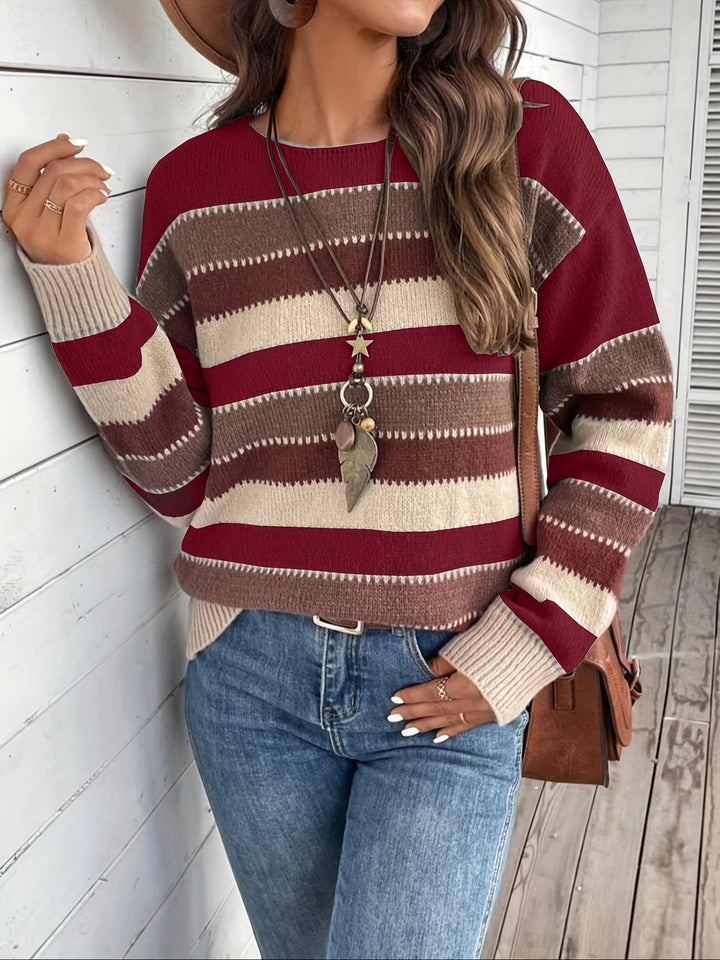 Striped Crew Neck Knit Sweater