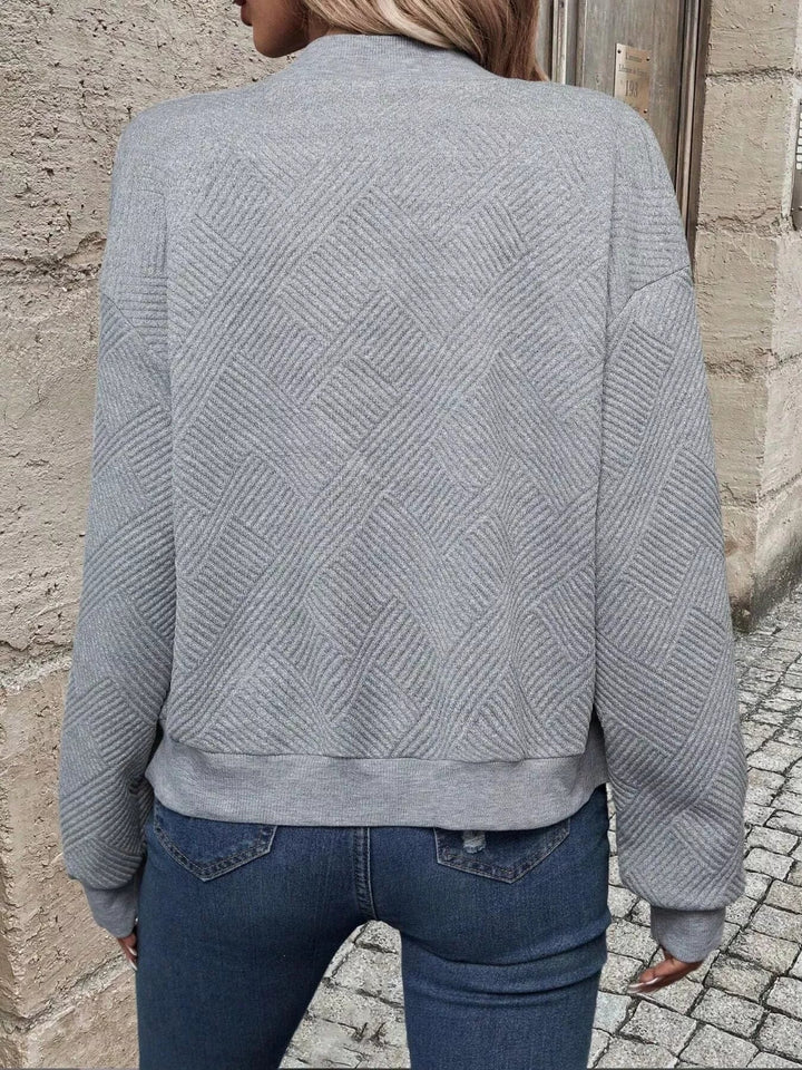 Textured Zip-Up Bomber Jacket