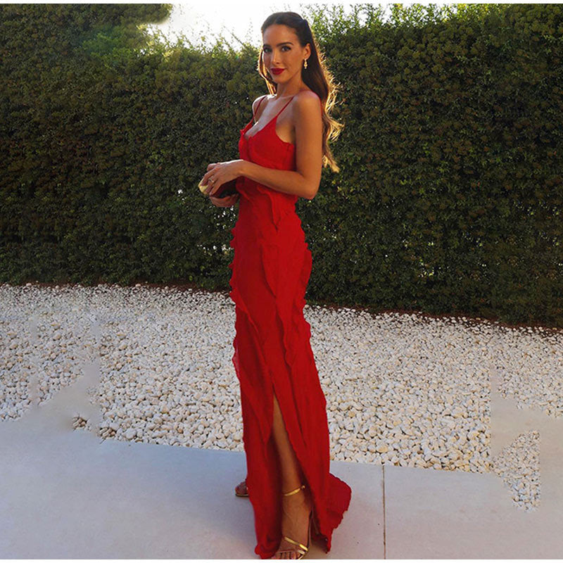 Elegant Ruffled Long Dress for Special Occasions