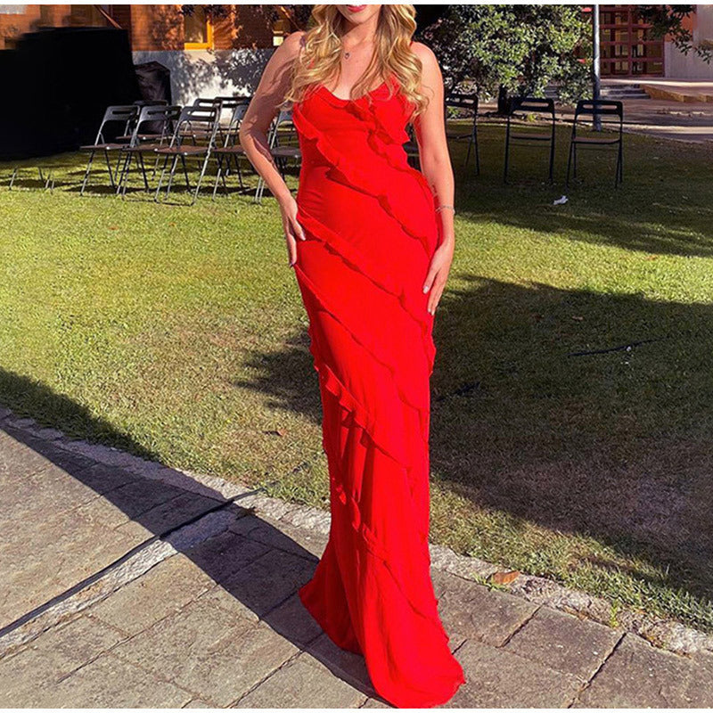 Elegant Ruffled Long Dress for Special Occasions