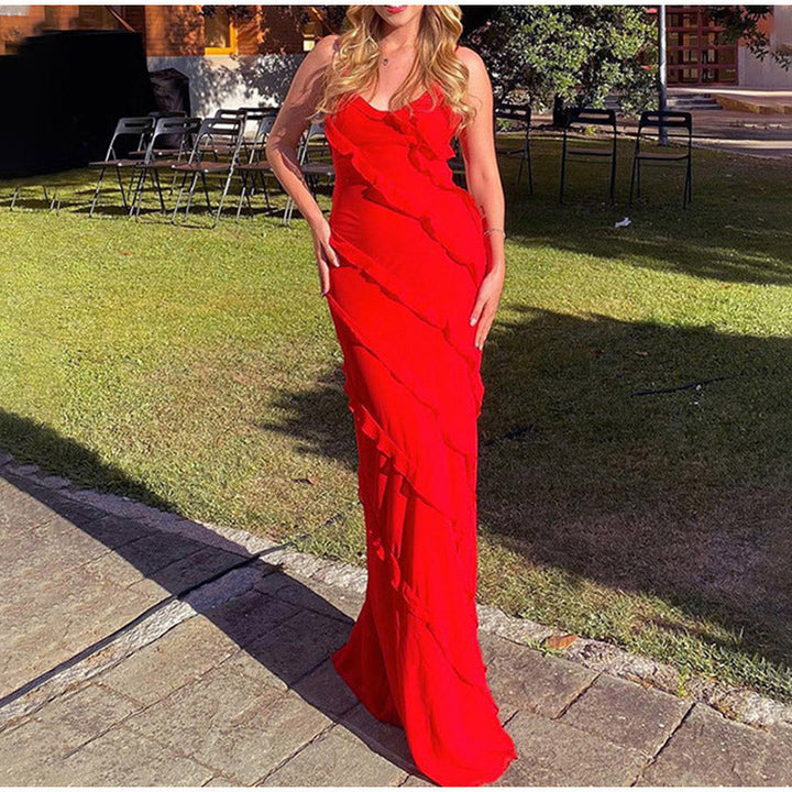 Elegant Ruffled Long Dress for Special Occasions
