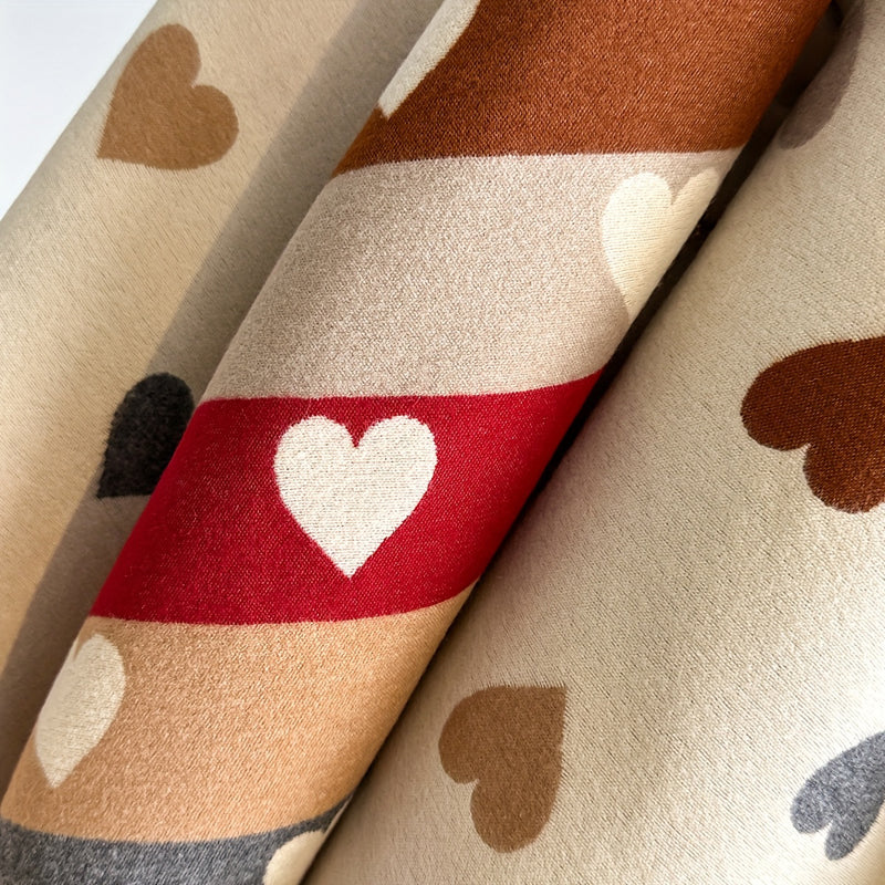Heart Print Fringe Scarf