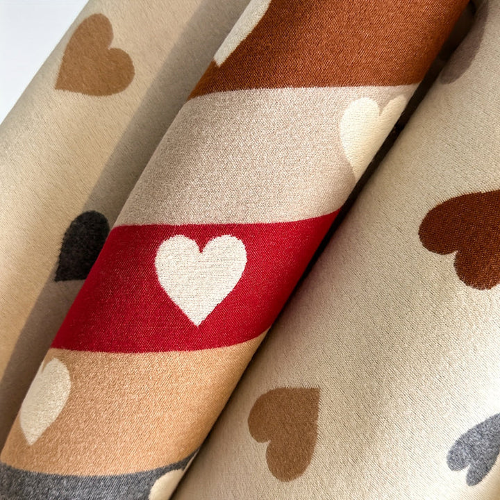 Heart Print Fringe Scarf