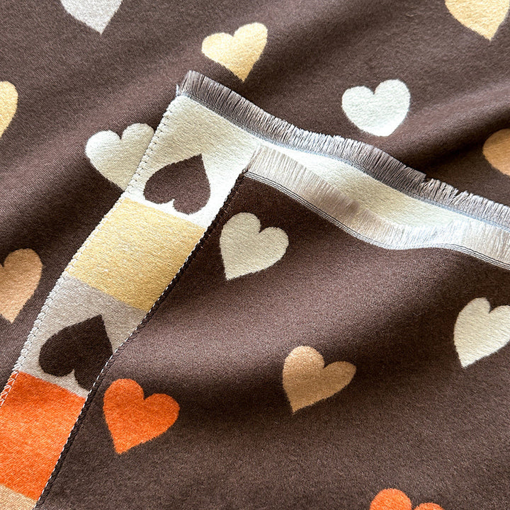 Heart Print Fringe Scarf