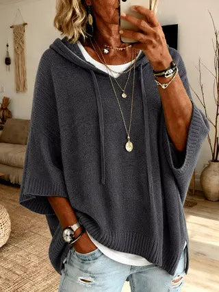 Oversized Knit Hooded Sweater