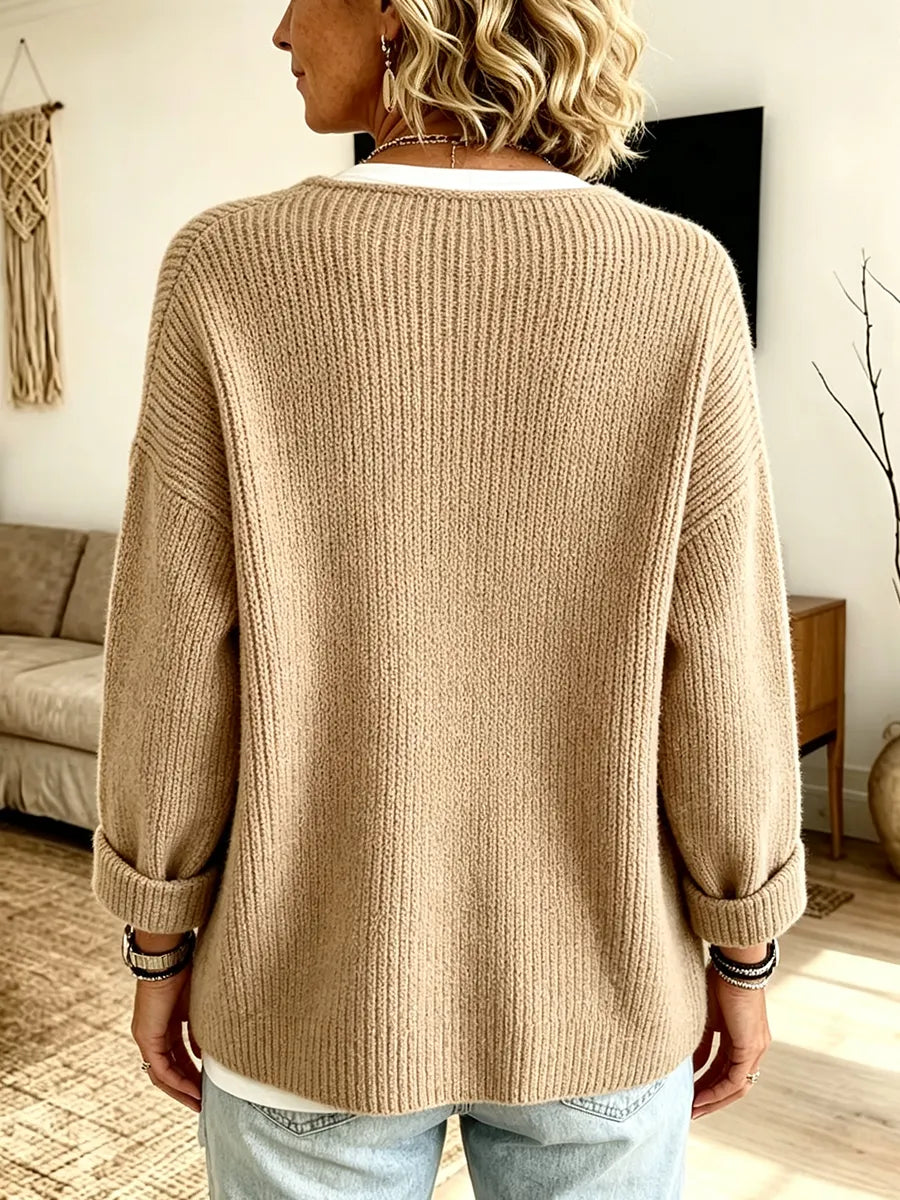 Asymmetric Ribbed Knit Cardigan
