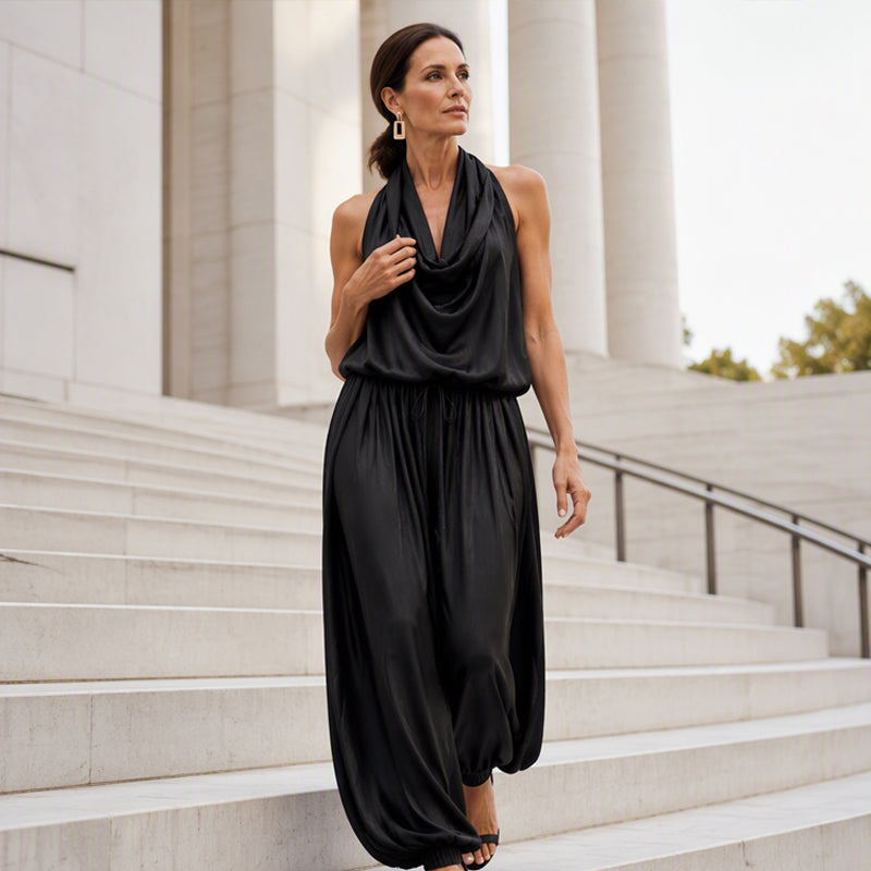 Sleeveless Cowl Neck Wide-Leg Jumpsuit