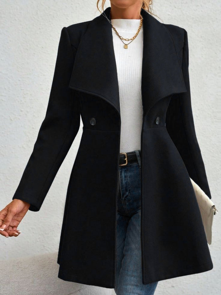 Collared Button-Up Long Sleeve Coat
