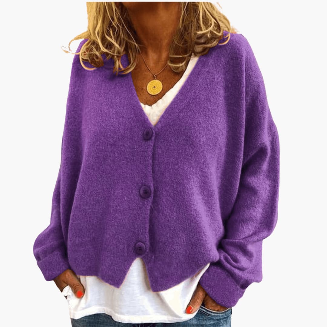 Soft Knit V-Neck Button Cardigan