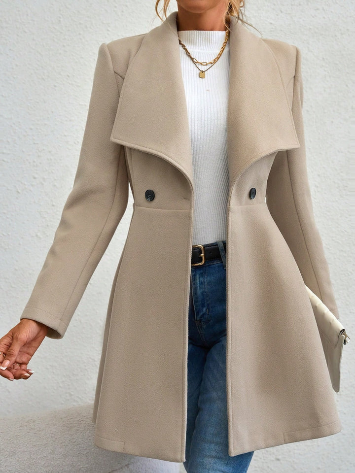 Collared Button-Up Long Sleeve Coat