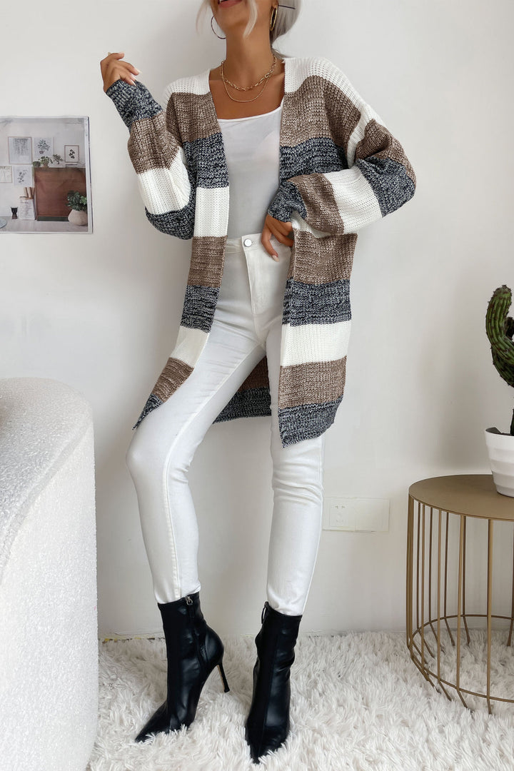 Striped Long Sleeve Duster Cardigan
