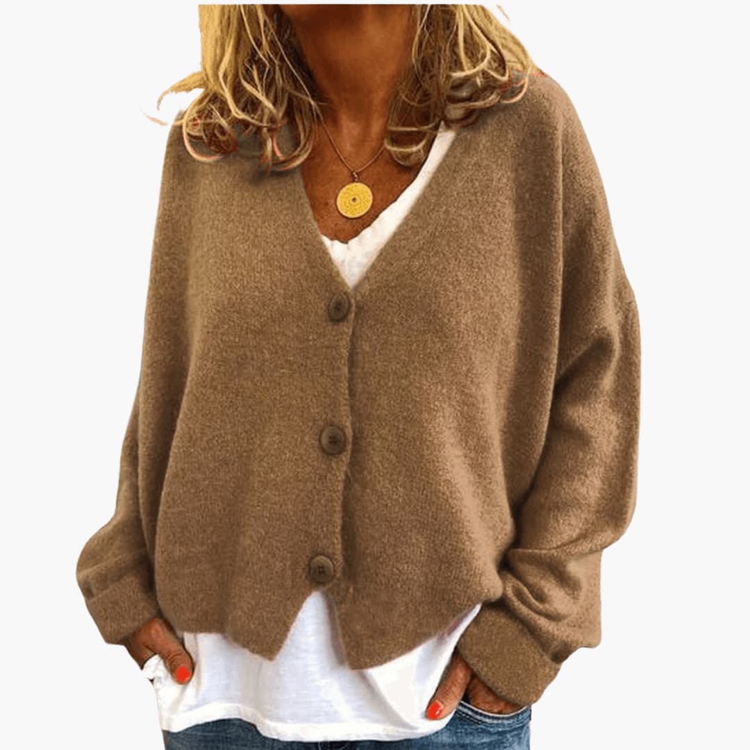 Soft Knit V-Neck Button Cardigan