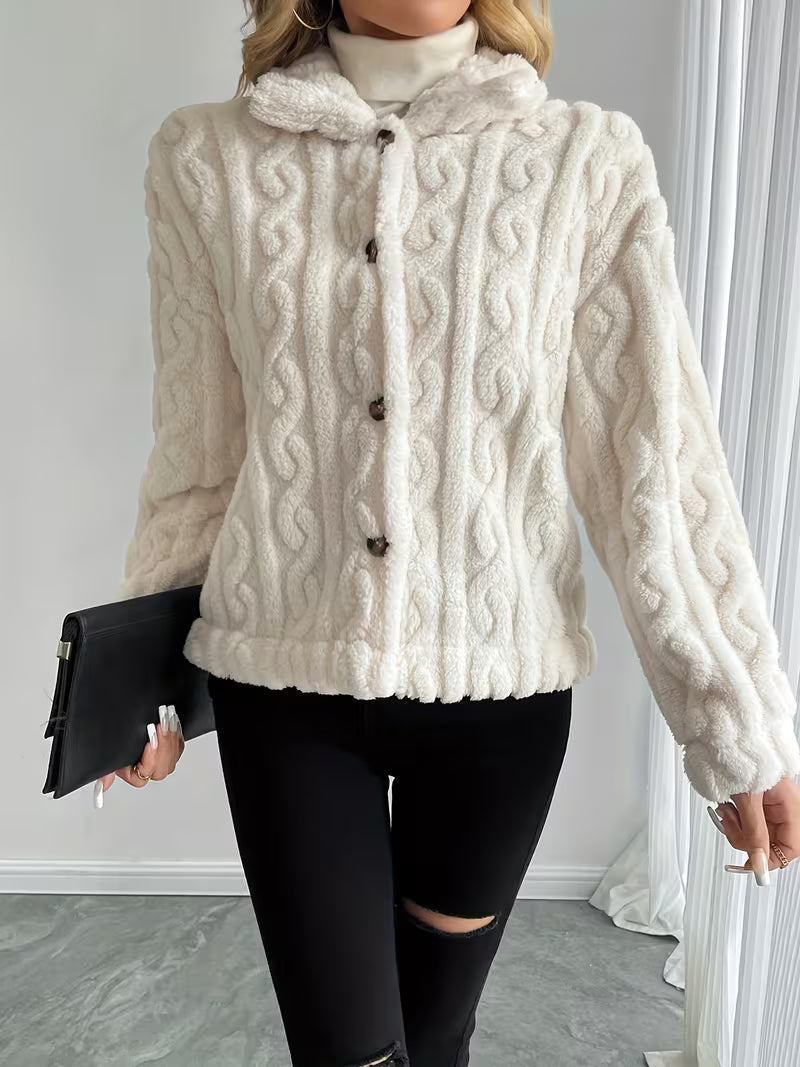 Textured Teddy Button Jacket