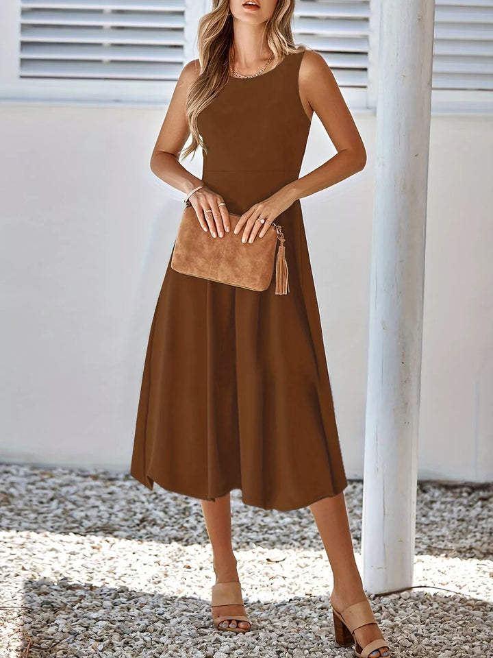 Sleeveless A-Line Midi Dress