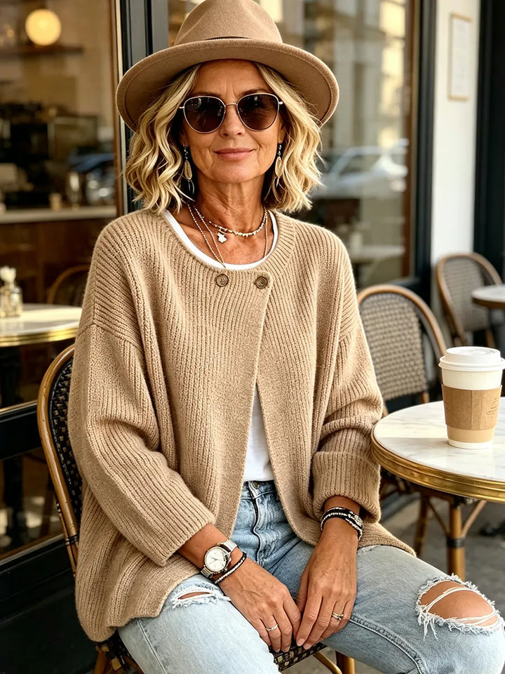 Asymmetric Ribbed Knit Cardigan
