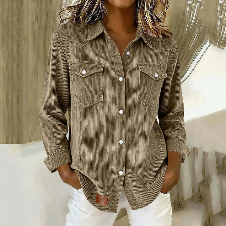 Corduroy Button-Up Shirt with Pockets