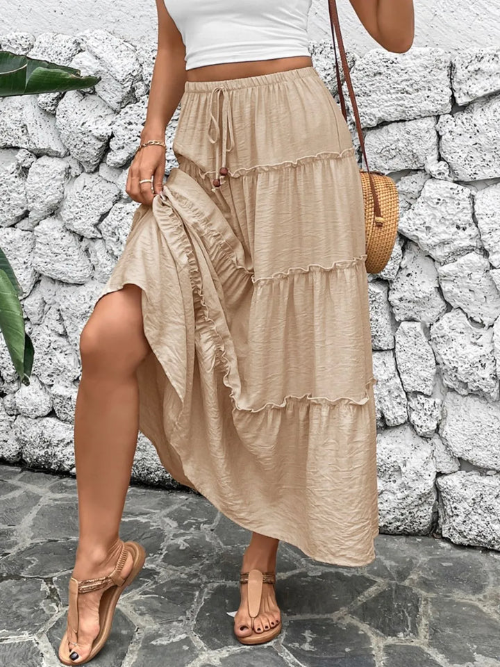Bohemian Pleated Summer Maxi Skirt