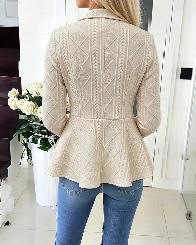 Textured Knit Cardigan with Gold Buttons