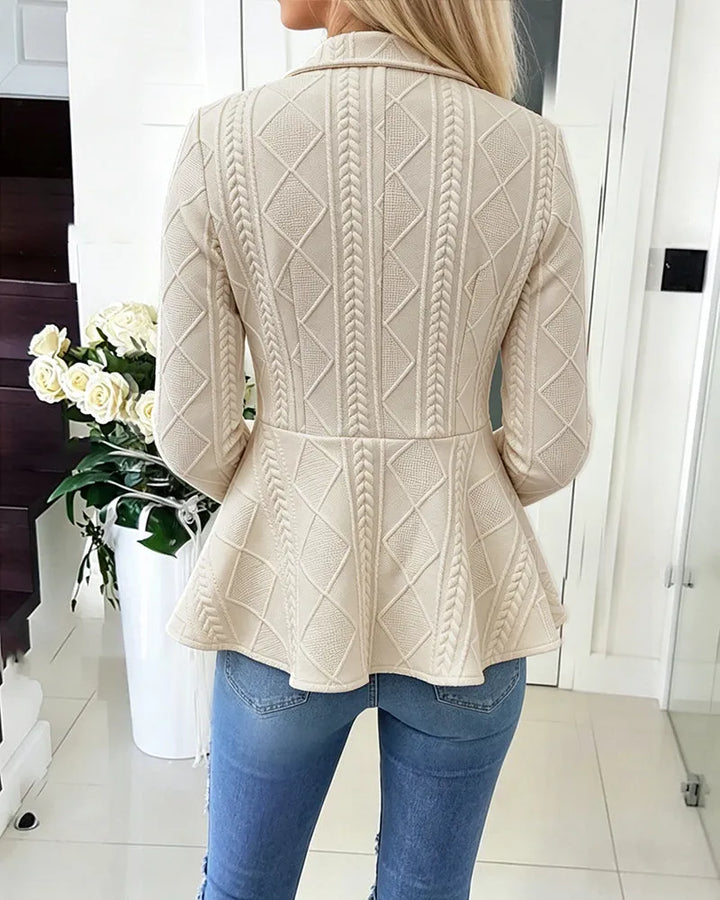 Textured Knit Cardigan with Gold Buttons