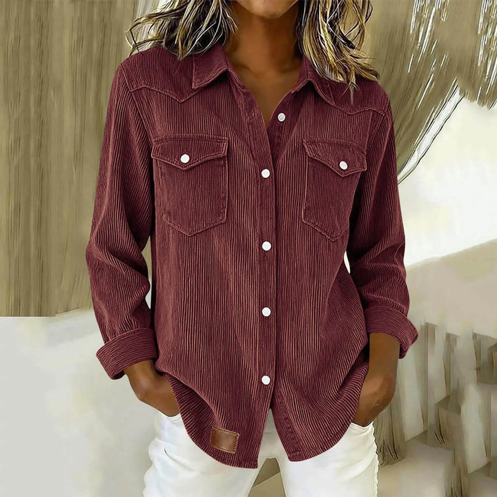 Corduroy Button-Up Shirt with Pockets