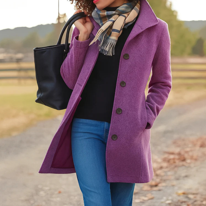 Long Button-Up Stand Collar Coat