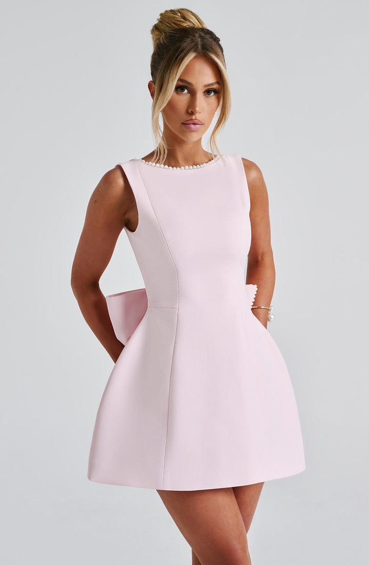 Pearl Trim A-Line Mini Dress for Wedding Guests