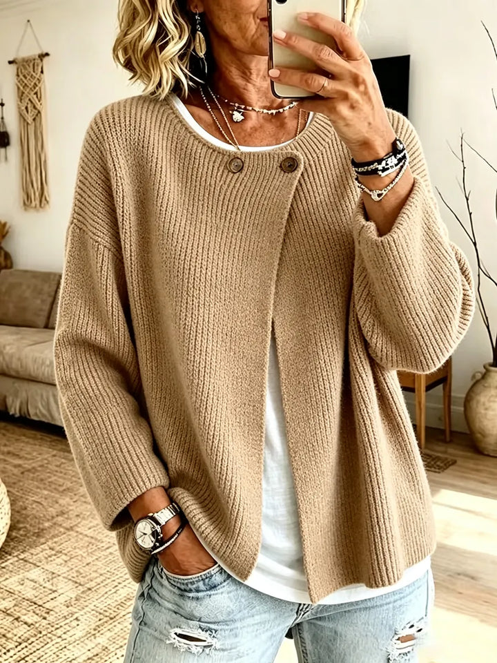 Asymmetric Ribbed Knit Cardigan