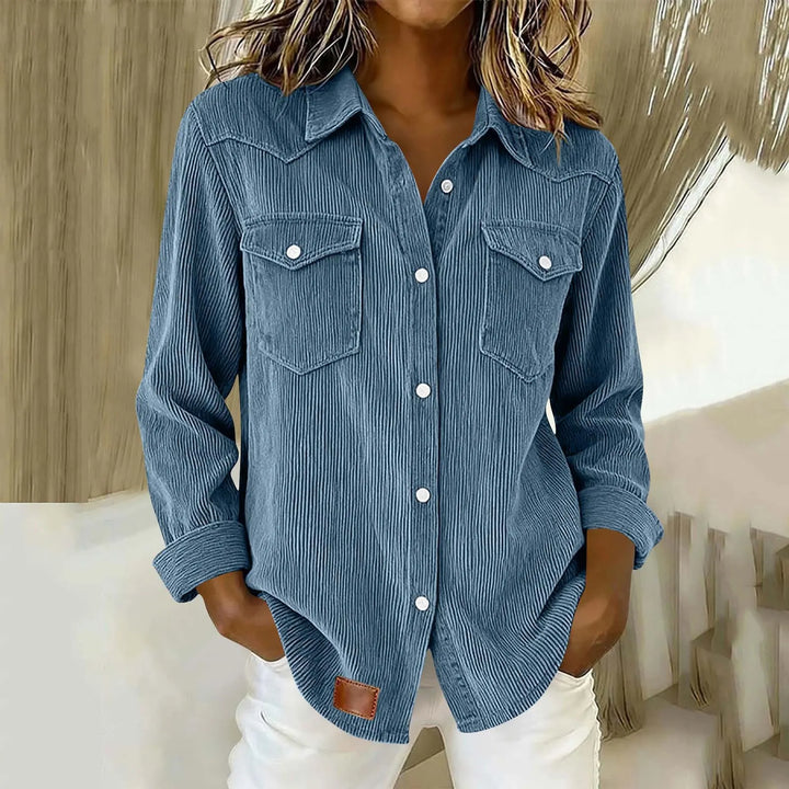 Corduroy Button-Up Shirt with Pockets