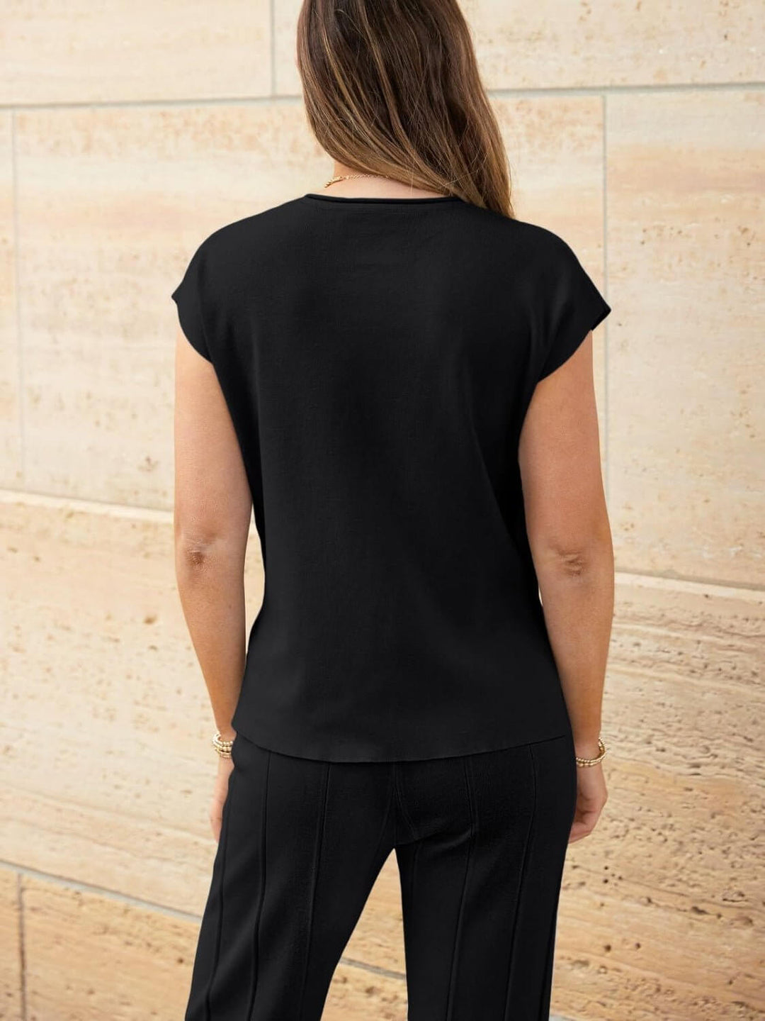 Cap Sleeve Top and Pants Knit Set