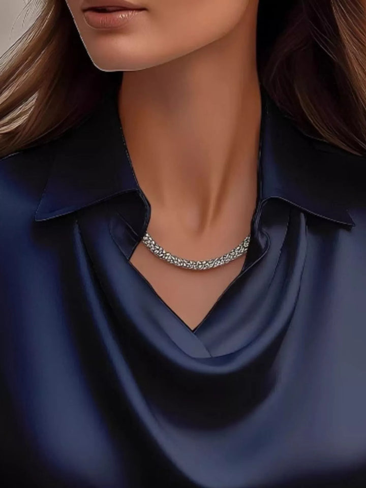 Satin Cowl Neck Long Sleeve Blouse