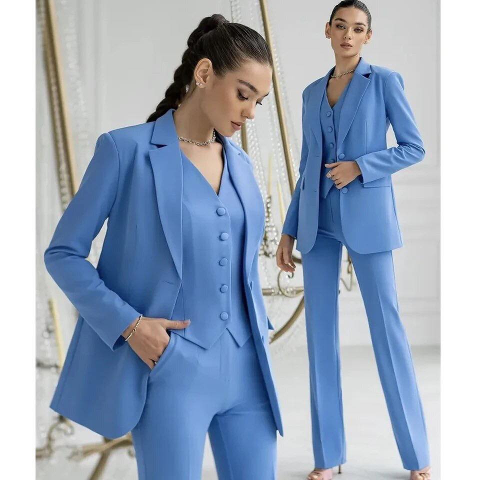 Tailored 3-Piece Suit Set - Blazer, Vest & Trousers
