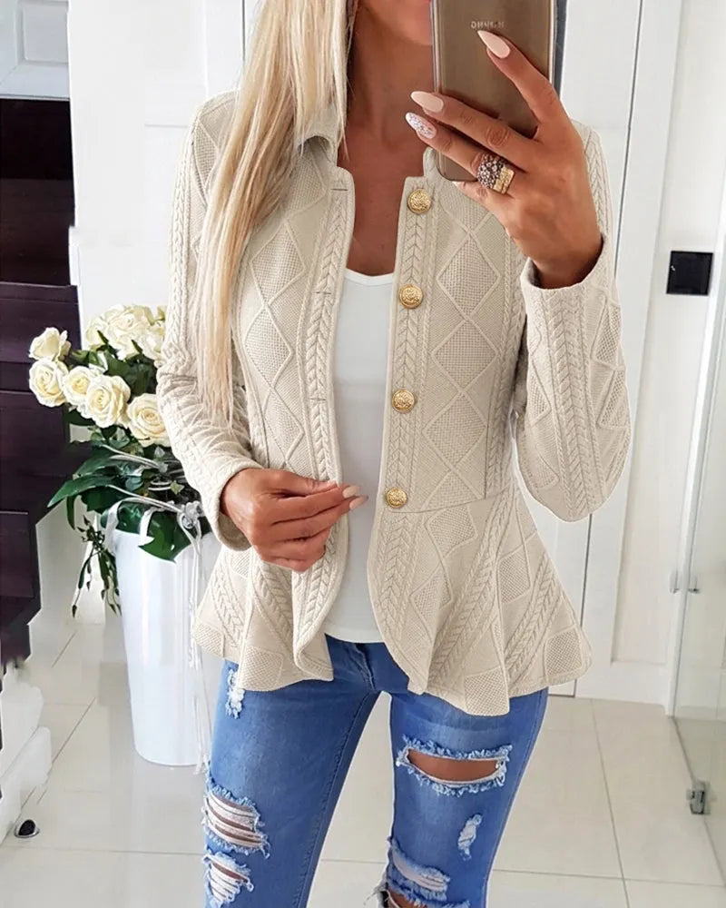 Textured Knit Cardigan with Gold Buttons