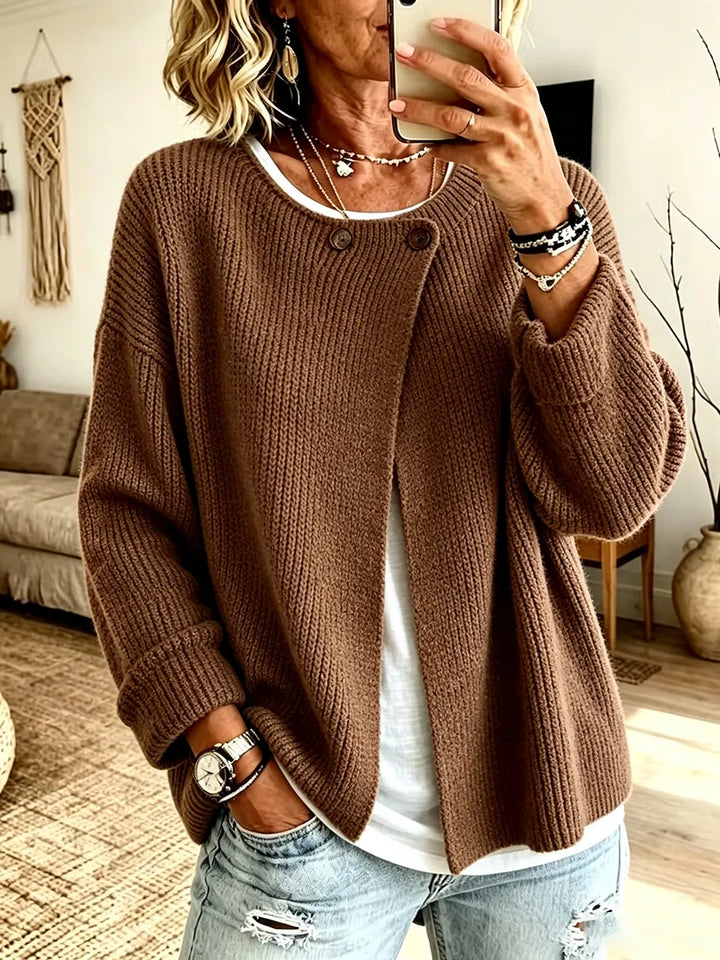 Asymmetric Ribbed Knit Cardigan