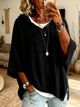 Oversized Knit Hooded Sweater