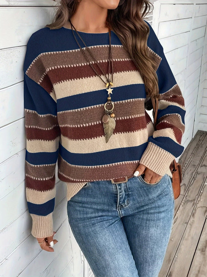 Striped Crew Neck Knit Sweater