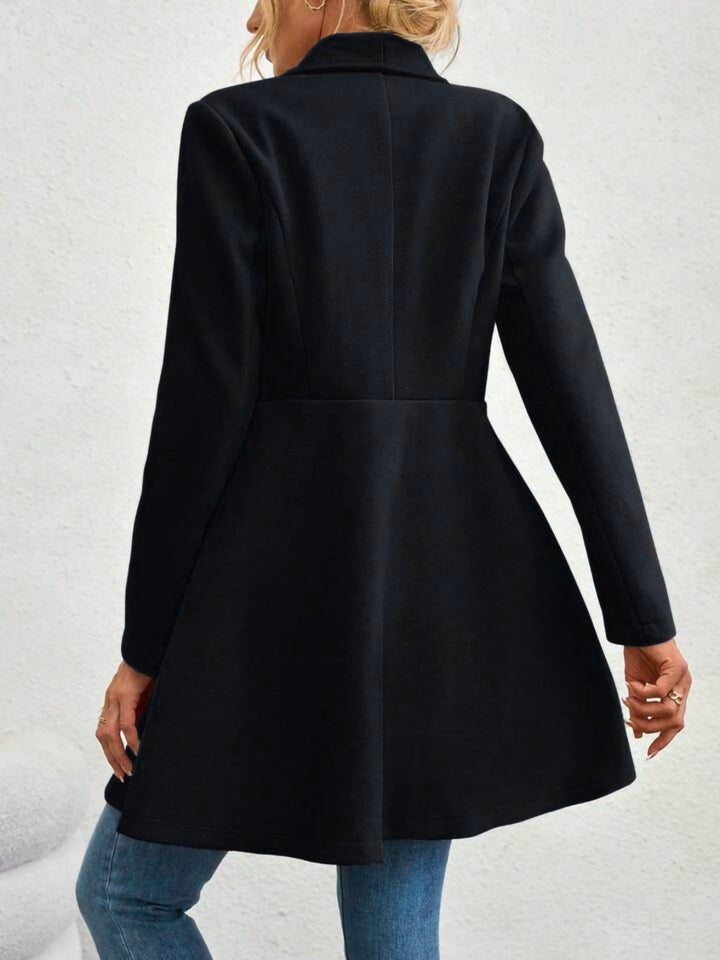 Collared Button-Up Long Sleeve Coat