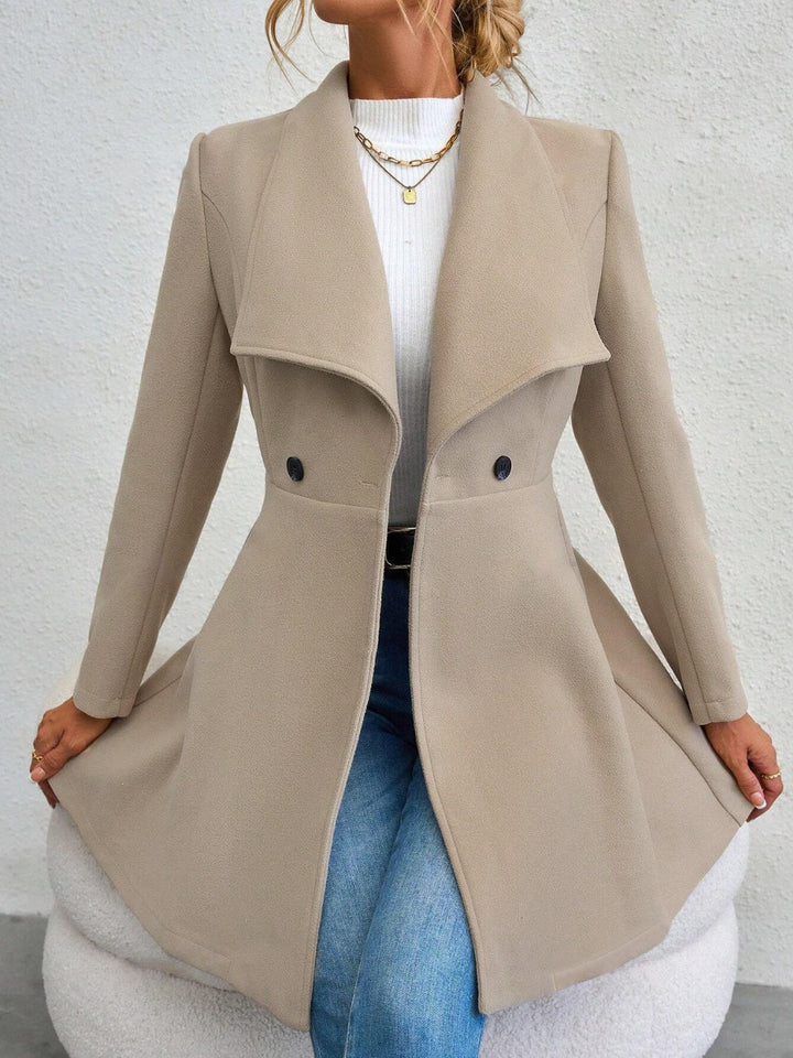 Collared Button-Up Long Sleeve Coat