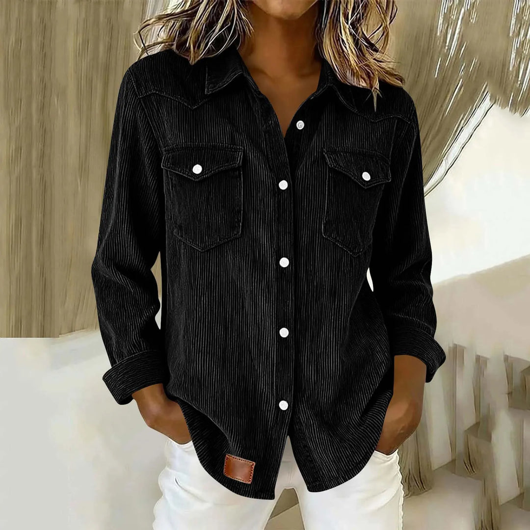 Corduroy Button-Up Shirt with Pockets
