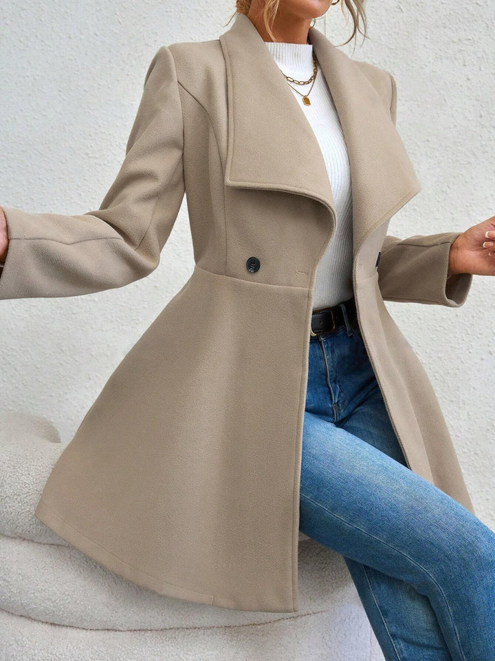 Collared Button-Up Long Sleeve Coat