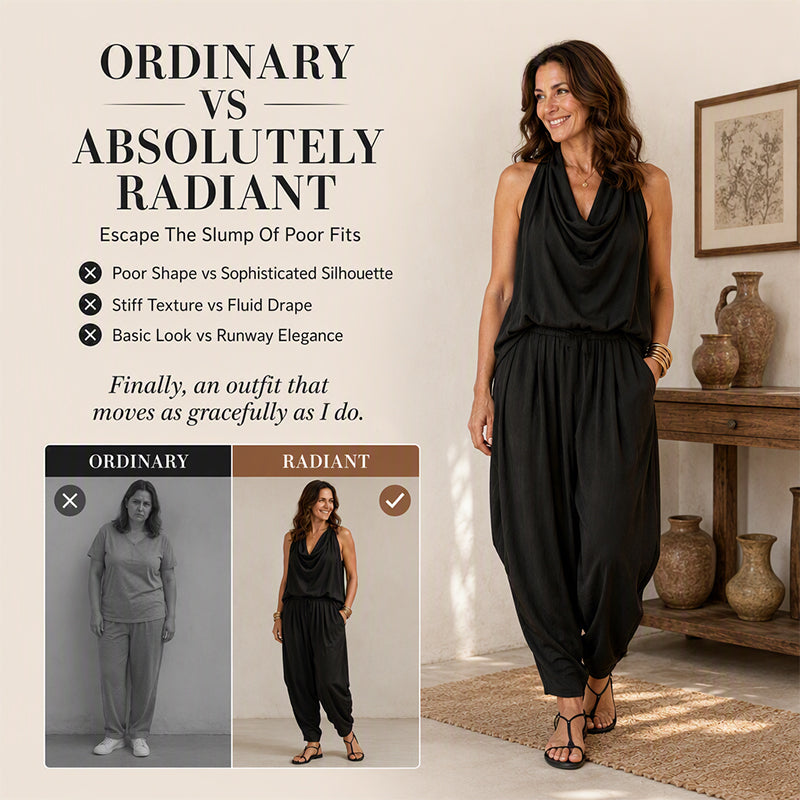 Sleeveless Cowl Neck Wide-Leg Jumpsuit