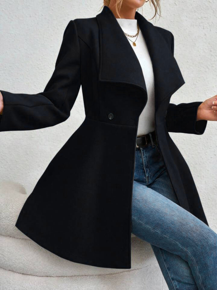 Collared Button-Up Long Sleeve Coat