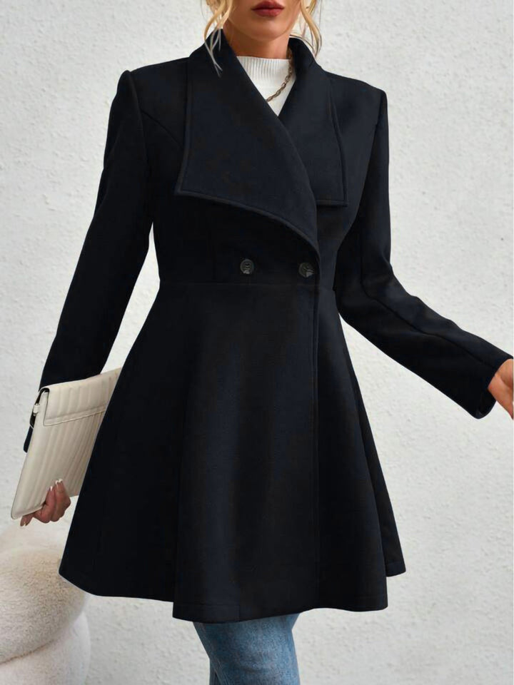 Collared Button-Up Long Sleeve Coat