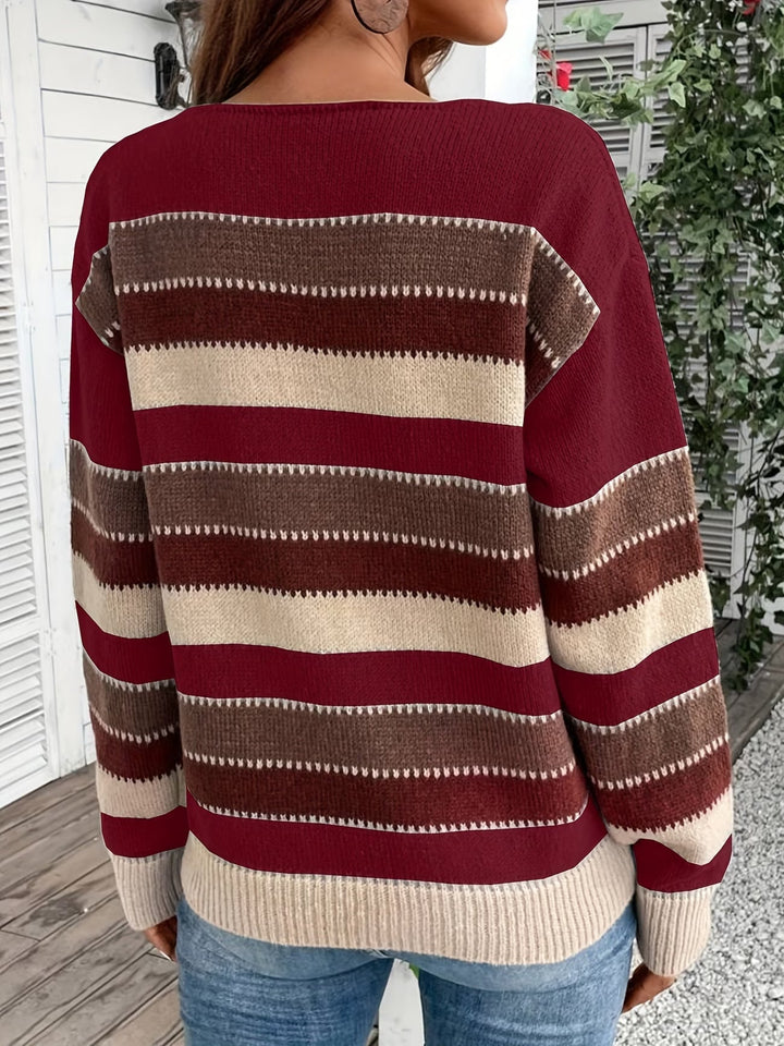 Striped Crew Neck Knit Sweater