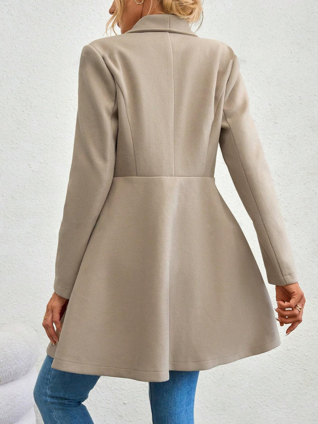 Collared Button-Up Long Sleeve Coat
