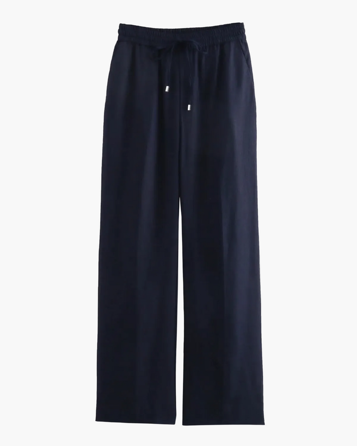 High Waist Linen Straight-Leg Trousers