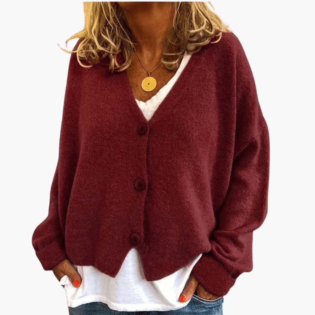 Soft Knit V-Neck Button Cardigan