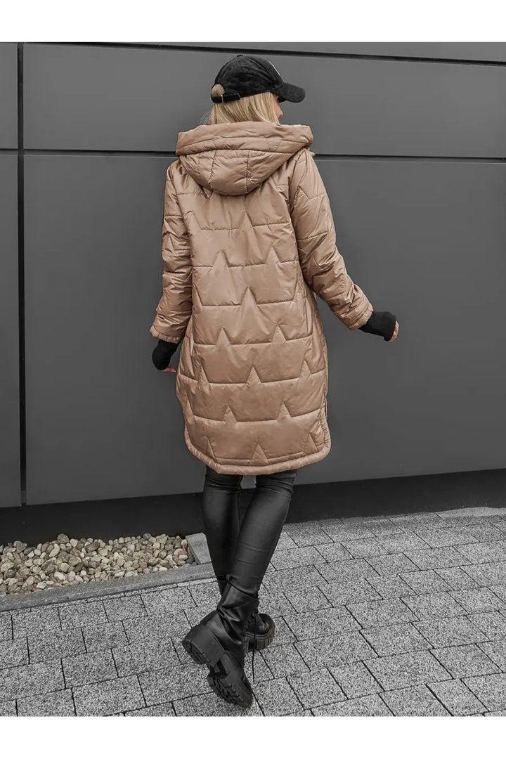 Hooded Zip-Up Long Puffer Coat
