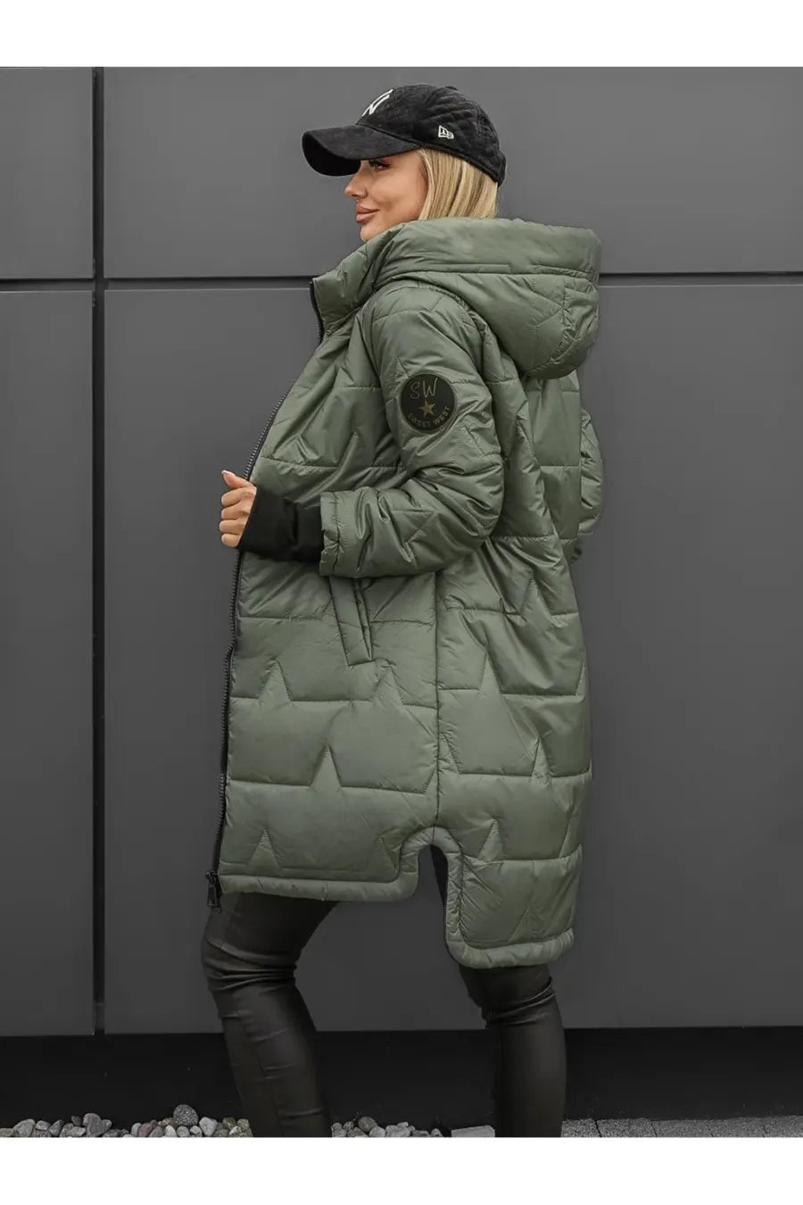 Hooded Zip-Up Long Puffer Coat