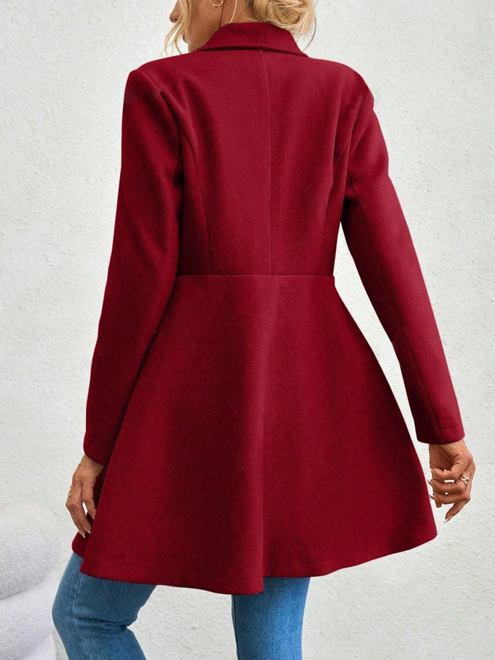 Collared Button-Up Long Sleeve Coat